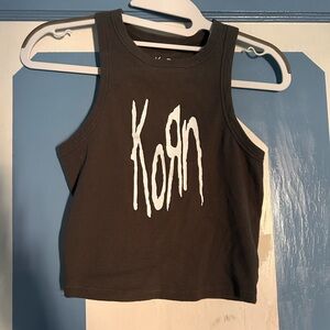 Vintage Korn Band Tank Top Crop Top in gray